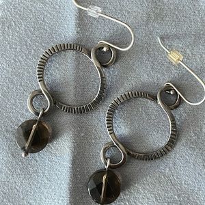Silpada earrings- sterling silver and smoky quartz on ear wires